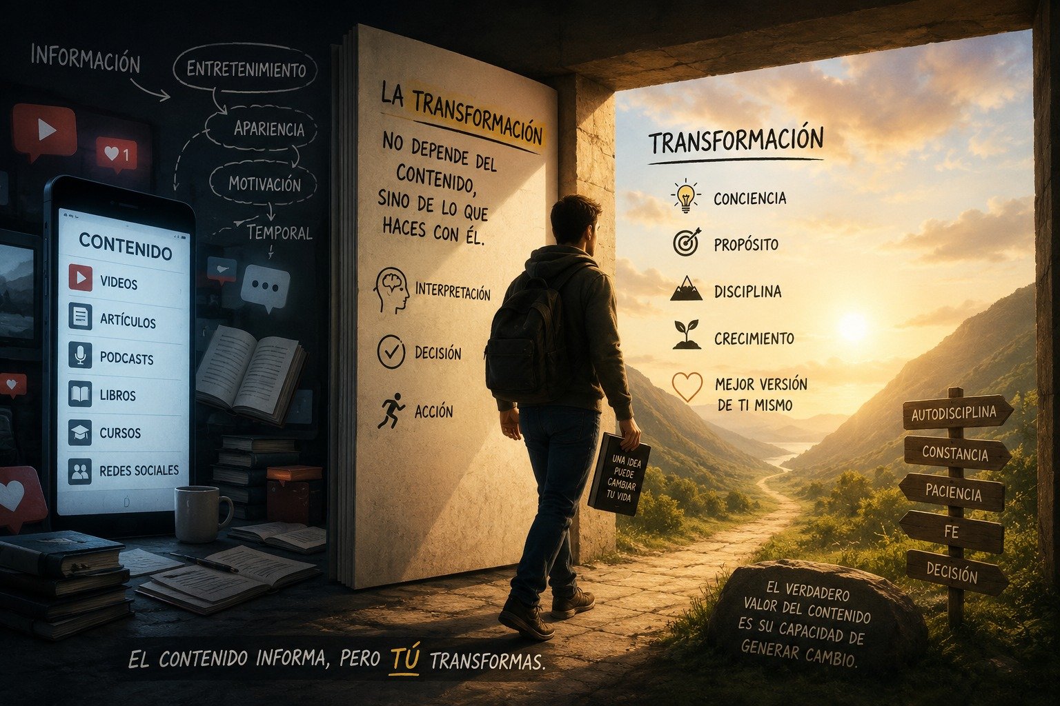 Vivimos rodeados de información, pero la verdadera transformación no depende de cuánto contenido consumimos, sino de nuestra capacidad para reflexionar, decidir y actuar a partir de lo aprendido.